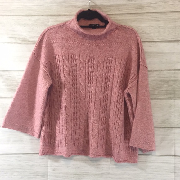 A.N.A. Pink Cable knit Mock Neck Sweater XL - Picture 5 of 14
